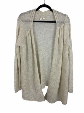 Moth Anthropologie Wool Blend Open Front Cardigan Cream XL Cozy Lightweight